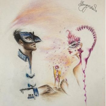 Dibujo titulada "Carnival II" por Larysa Strygaczowa, Obra de arte original, Lápiz