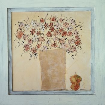 Ζωγραφική με τίτλο "Bouquet de fleurs  4" από Cathy, Αυθεντικά έργα τέχνης, Ακρυλικό Τοποθετήθηκε στο Ξύλινο φορείο σκελετό