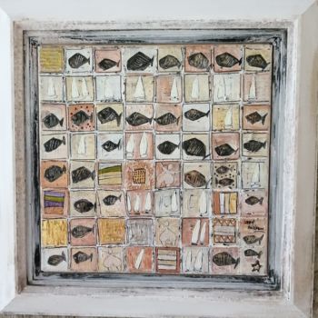 Peinture intitulée "poissons 5" par Cathy, Œuvre d'art originale, Acrylique Monté sur Châssis en bois