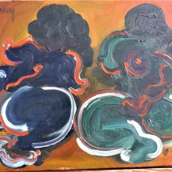 Peinture intitulée "Deux amis bleus" par Servin, Œuvre d'art originale, Huile