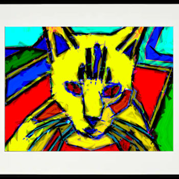Digitale Kunst getiteld "Pablo Picasso's Cat…" door Marco Brugts, Origineel Kunstwerk, Digitaal Schilderwerk