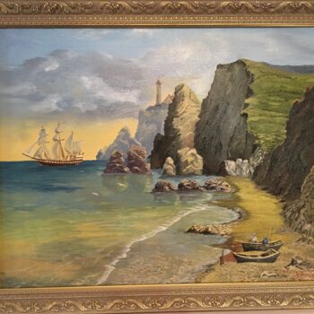제목이 "French coast- Origi…"인 미술작품 Larisa Lavrova로, 원작, 기름 나무 들것 프레임에 장착됨