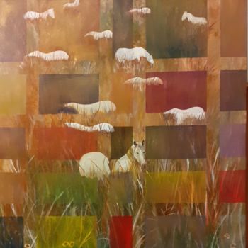 「Chevaux de camargue…」というタイトルの絵画 San Romanによって, オリジナルのアートワーク, オイル