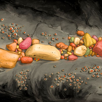 Arts numériques intitulée "Lit gris" par Sylvie Dessert (Syl), Œuvre d'art originale, Peinture numérique