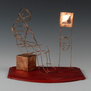 Sculpture titled "Hollow Man" by Liz Paker, Original Artwork, Metals