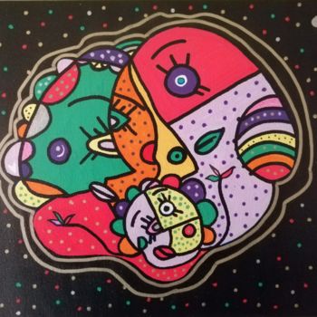 Peinture intitulée "My family, my home" par Pinoc, Œuvre d'art originale, Acrylique