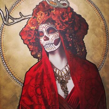 Painting titled "Santa Muerte" by Mike Vriesema, Original Artwork, Acrylic