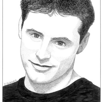 Drawing titled "Matt Leblanc" by Pascal Tavarner, Original Artwork, Ink