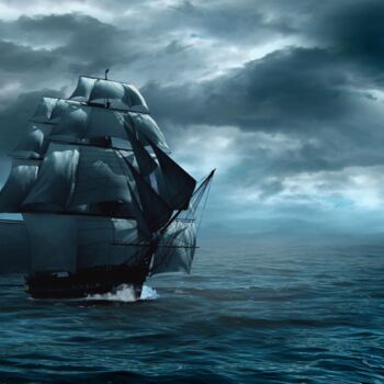 Arte digitale intitolato "Difficult Ocean Wat…" da Radiy Bohem, Opera d'arte originale, Lavoro digitale 2D
