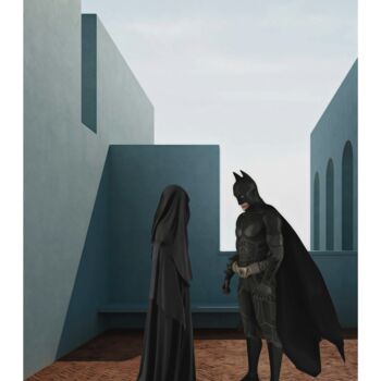 Arts numériques intitulée "Fatima and Batman" par Jean-Marie Gitard (Mr STRANGE), Œuvre d'art originale, Collage numérique