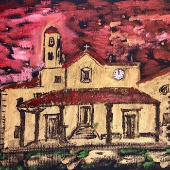 Painting titled "La pieve a Pitiana…" by Mario Pratesi, Original Artwork, Oil