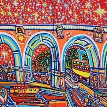 Painting titled "Le viaduc de la DRa…" by Igor Marceau, Original Artwork, Acrylic