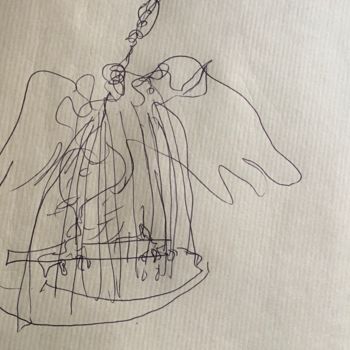 Dessin intitulée "La cage" par Olga Richir, Œuvre d'art originale, Stylo à bille