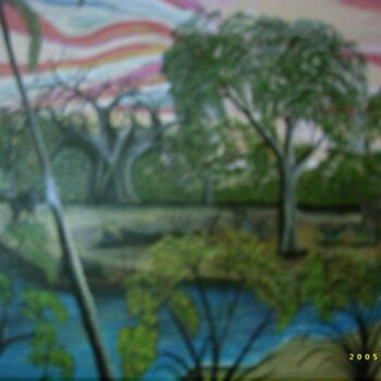 Painting titled "sine saloum 2" by Boubacar Sow, Original Artwork, Oil