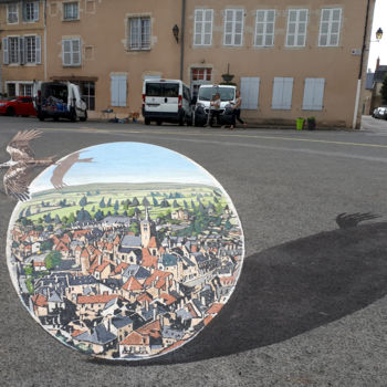 Peinture intitulée "Anamorphose au sol…" par Nessé, Œuvre d'art originale, Acrylique