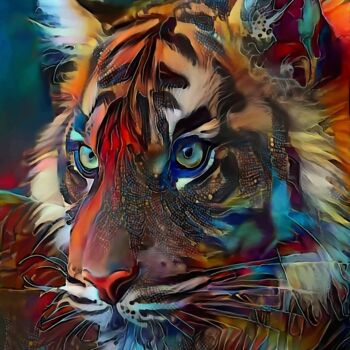Arts numériques intitulée "Tristan, tiger" par L.Roche, Œuvre d'art originale, Acrylique