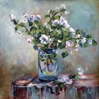 "Blooming apple flow…" başlıklı Tablo Andrea Gakova tarafından, Orijinal sanat, Petrol