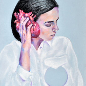 Drawing titled "Heart" by Marcani, Original Artwork, Pastel