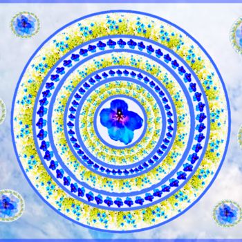 Digital Arts titled "Delphinium and Hydr…" by Marina Alexandrova, Original Artwork, 2D Digital Work