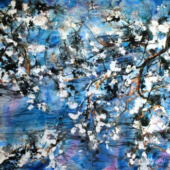Peinture intitulée "amendier sur la mer" par Roger Boubenec, Œuvre d'art originale, Aquarelle