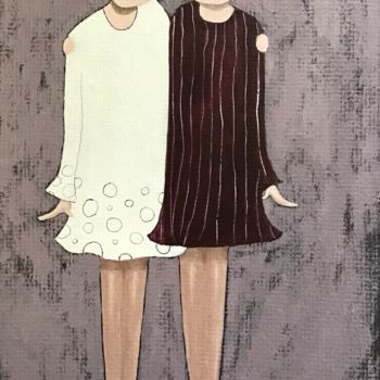 Pintura titulada "Les frangines - 946" por Noëlle Lassailly, Obra de arte original, Acrílico Montado en Bastidor de camilla…