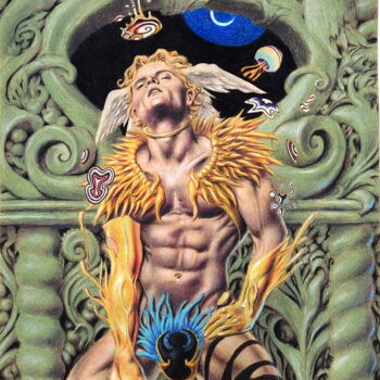 Drawing titled "Hypnos, dieu des rê…" by Laurent Pascal, Original Artwork, Pencil