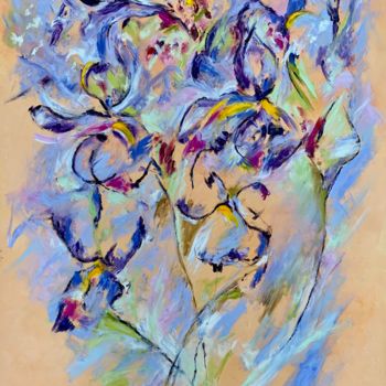 绘画 标题为“Iris and Foxgloves 1” 由Jan Raats, 原创艺术品, 油
