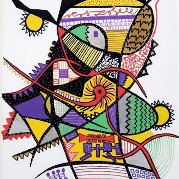 Drawing titled "Hibou" by Karine Richard, Original Artwork, Marker
