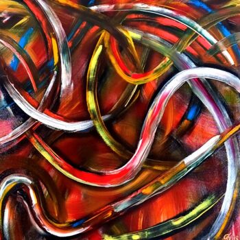 Ζωγραφική με τίτλο "Obsessions II" από Fatima Sardinha, Αυθεντικά έργα τέχνης, Λάδι Τοποθετήθηκε στο Ξύλινο φορείο σκελετό
