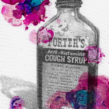 Drawing titled "Porter's Cough Syrup" by Jim Haller, Original Artwork, Ink