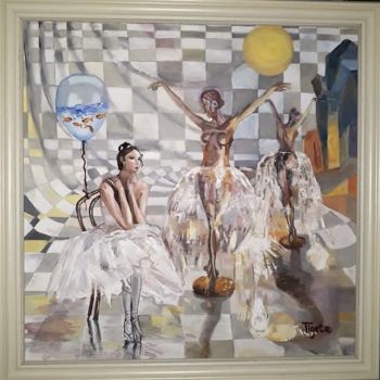 「Dancing ballerina-…」というタイトルの絵画 Teodora Todorovaによって, オリジナルのアートワーク, オイル ウッドストレッチャーフレームにマウント