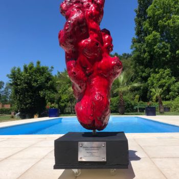 Sculpture titled "Naufragé rouge 2" by Emma Lapassouze, Original Artwork, Wood