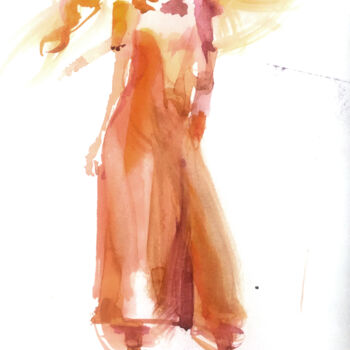 Schilderij getiteld "N°625 Posture. Aqua…" door Alexandre Dumitrescu, Origineel Kunstwerk, Aquarel