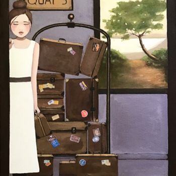 Painting titled "Le départ d’Emilie…" by Noëlle Lassailly, Original Artwork, Acrylic