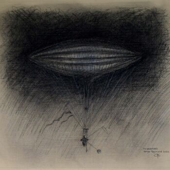 Dessin intitulée "Traversée" par Serge Reynaud (Art of Flying), Œuvre d'art originale, Graphite