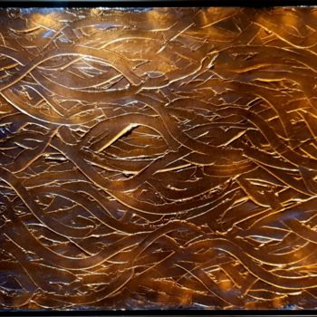 Pintura intitulada "Golden blue" por Fatima Sardinha, Obras de arte originais, Óleo Montado em Armação em madeira