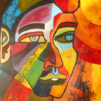 Peinture intitulée "L'Homme solaire" par Aurélie Sarrazin, Œuvre d'art originale, Acrylique Monté sur Châssis en bois