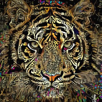 Digital Arts titled "Face à Tigre" by L.Roche, Original Artwork, Acrylic