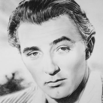 제목이 "Robert Mitchum"인 그림 Thierry Villers로, 원작, 연필