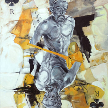 Painting titled "Albrecht Dürer roi…" by Gilles Chambon, Original Artwork, Oil Mounted on Wood Stretcher frame