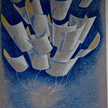 Printmaking titled "TRAITE DU PARACHUTE" by Serge Reynaud (Art of Flying), Original Artwork, Digital Print