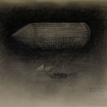 Dessin intitulée "Ballon cylindro con…" par Serge Reynaud (Art of Flying), Œuvre d'art originale, Graphite