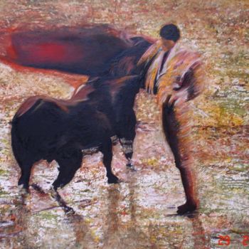 Ζωγραφική με τίτλο "Corida sous la pluie" από San Roman, Αυθεντικά έργα τέχνης, Λάδι