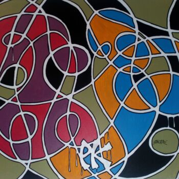 Peinture intitulée "H&F Complémentarité" par Pk29, Œuvre d'art originale, Acrylique Monté sur Châssis en bois