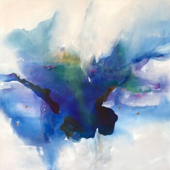 Painting titled "RECEIVING" by Maria Bacha, Original Artwork, Acrylic Mounted on Wood Stretcher frame