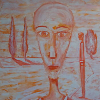 Painting titled "Isolation" by Peter Stutz, Original Artwork, Oil Mounted on Wood Stretcher frame