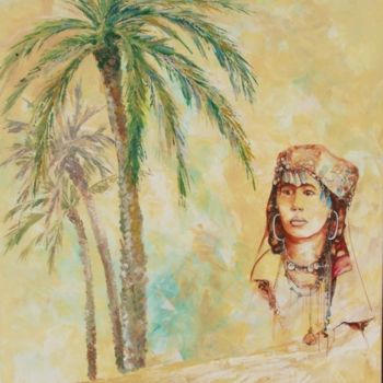 Peinture intitulée "au loin...l'oasis!" par Anne-Frédérique Ferret, Œuvre d'art originale, Huile
