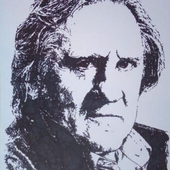 Dibujo titulada "Gerard Depardieu" por Mag Et Stef Gransagne (Mag et Stef - Les Quatre Mains), Obra de arte original, Rotula…