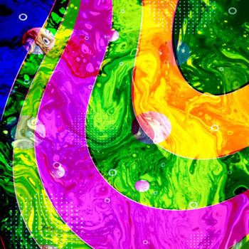 Digital Arts με τίτλο "Technicolor Fluidity" από Barry Farley Visual Arts, Αυθεντικά έργα τέχνης, Ψηφιακή ζωγραφική Τοποθετή…