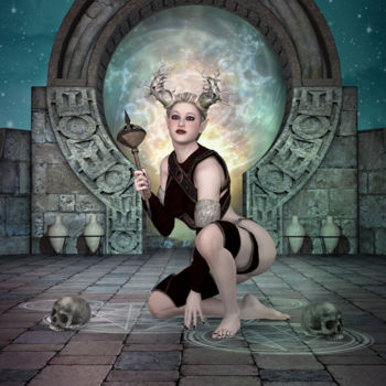 Demon woman and magic ritual